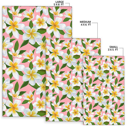 White Plumeria Pattern Print Design PM011 Area Rugs