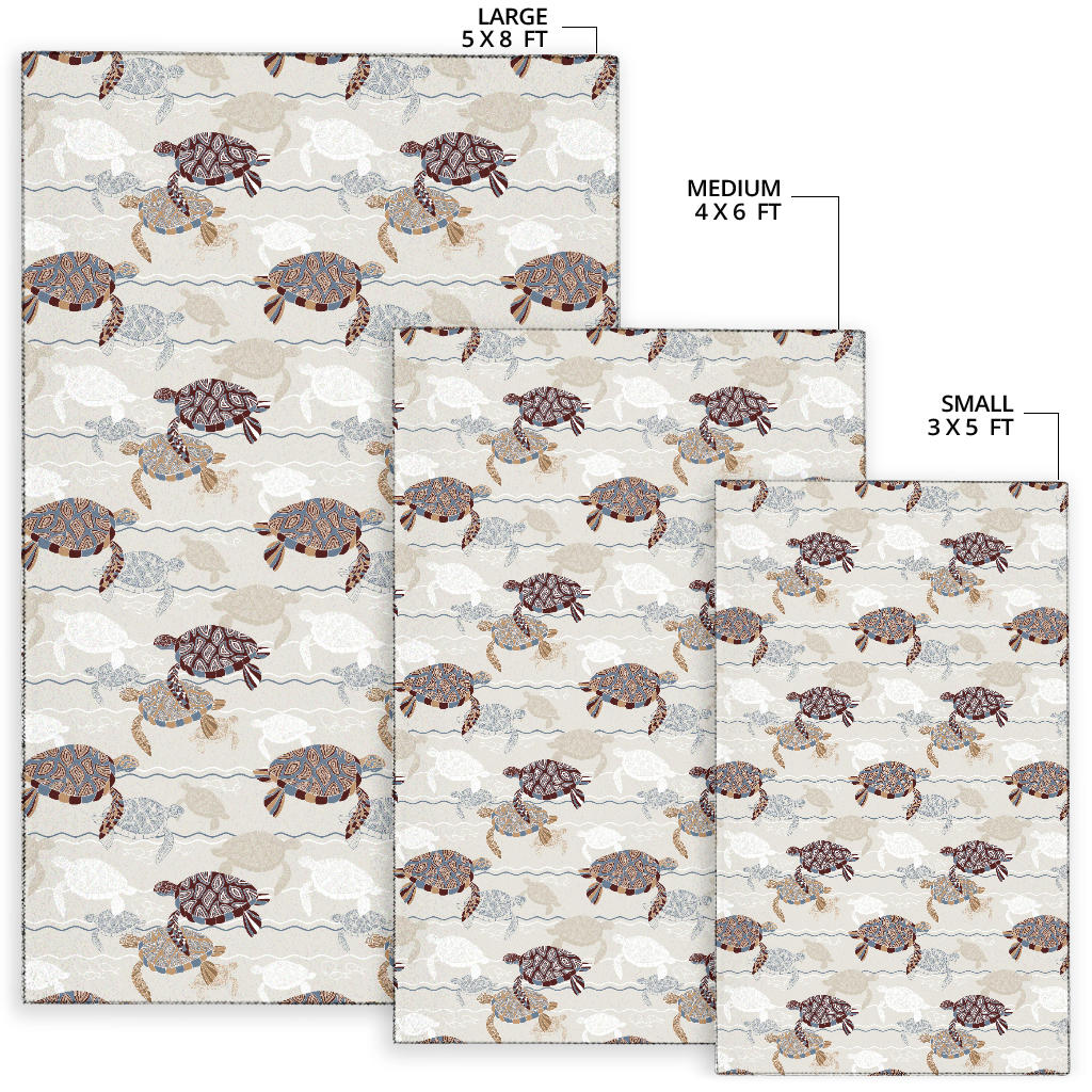 Sea Turtle Pattern Print Design T07 Area Rugs