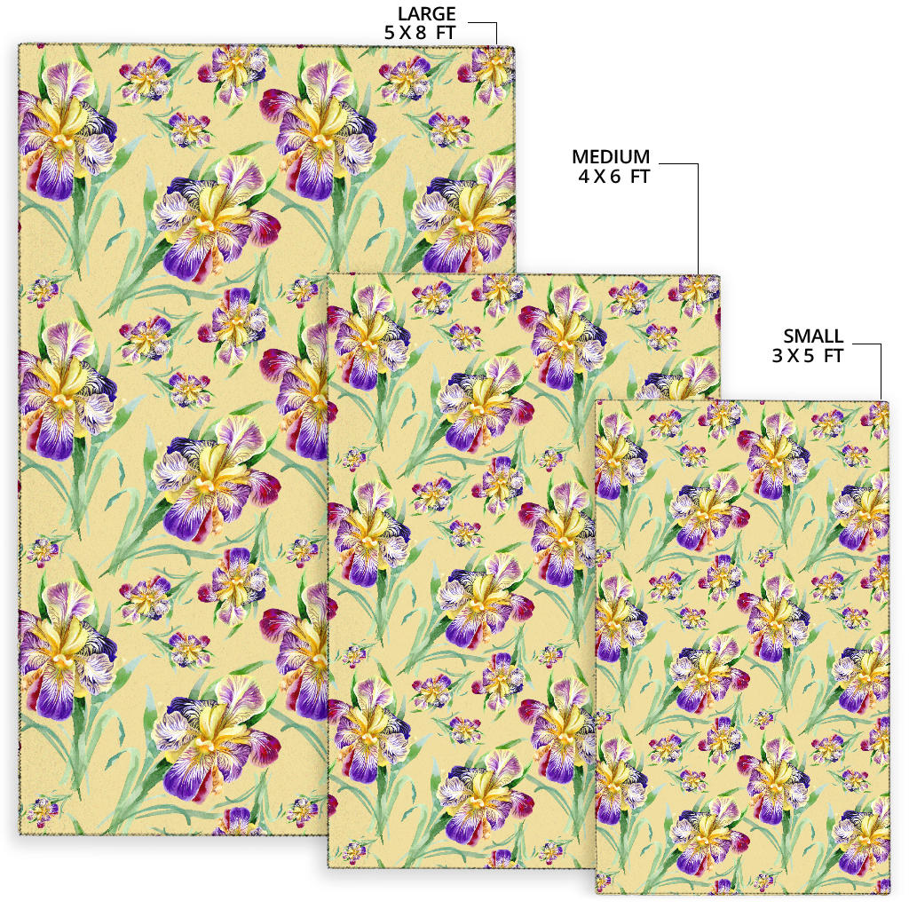 Iris Pattern Print Design IR06 Area Rugs