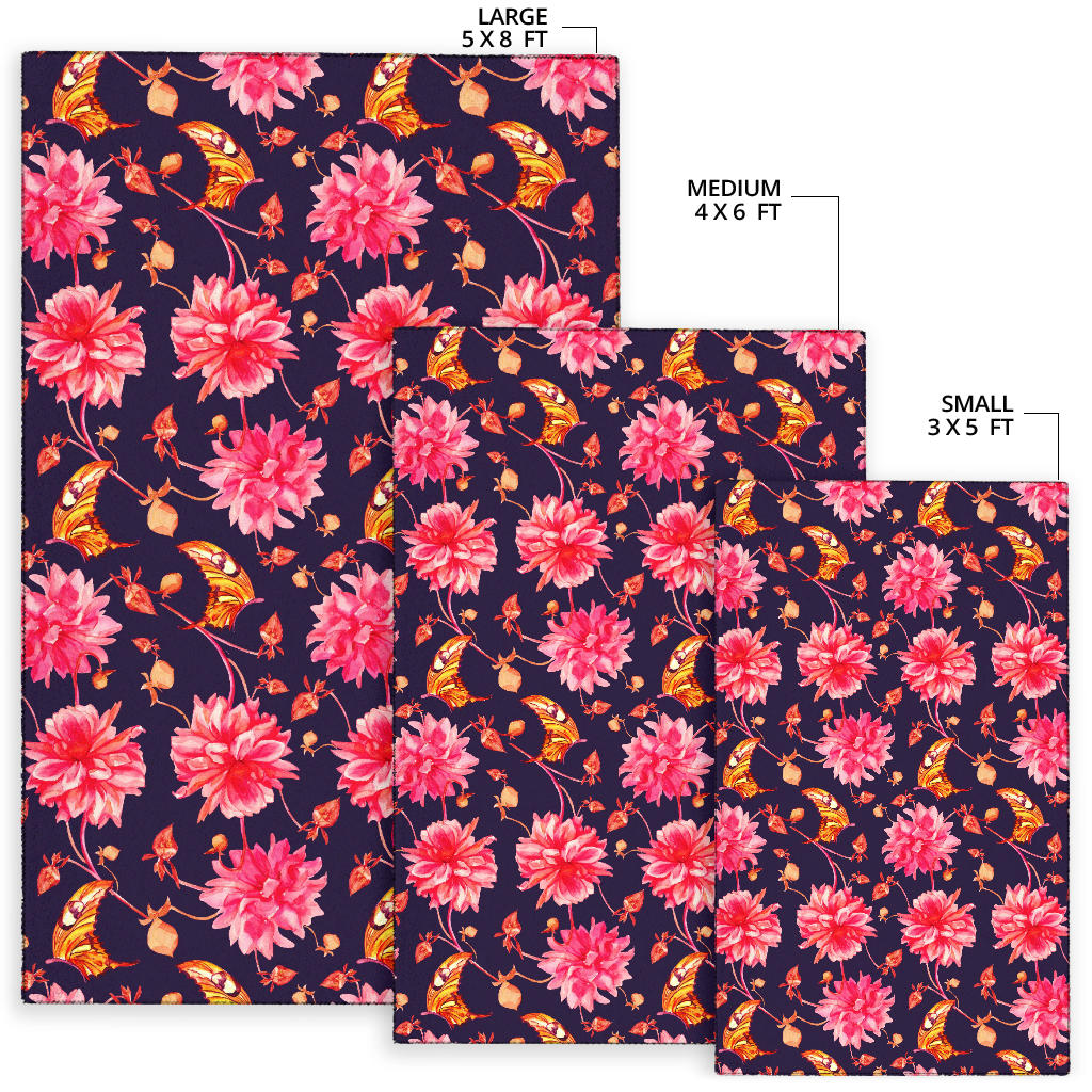 Dahlia Pattern Print Design DH03 Area Rugs