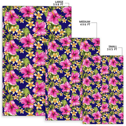 Pink Hibiscus Pattern Print Design HB027 Area Rugs