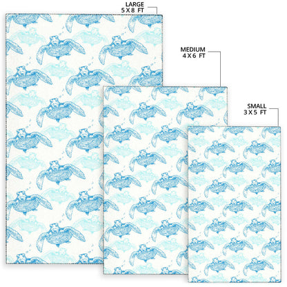 Sea Turtle Pattern Print Design T01 Area Rugs
