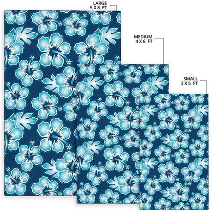 Blue Hibiscus Pattern Print Design HB011 Area Rugs