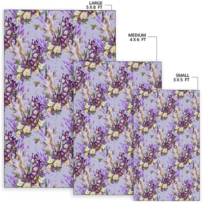Iris Pattern Print Design IR07 Area Rugs