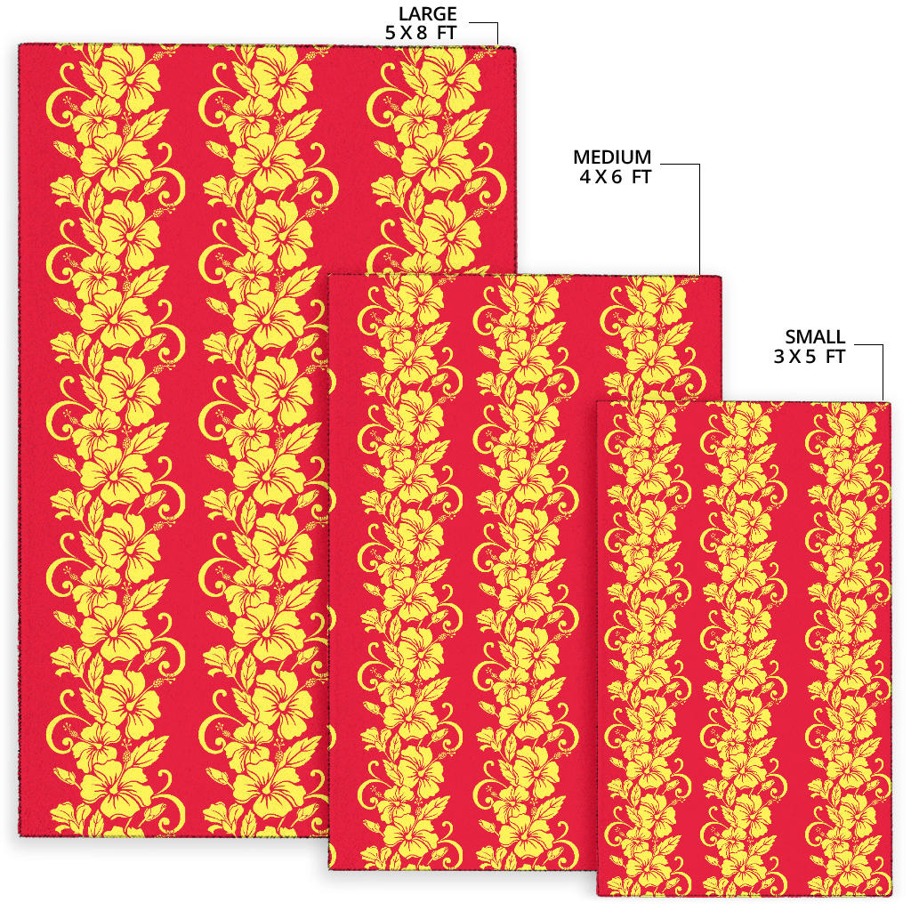 Orange Hibiscus Pattern Print Design HB018 Area Rugs