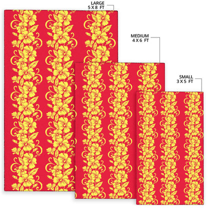 Orange Hibiscus Pattern Print Design HB018 Area Rugs