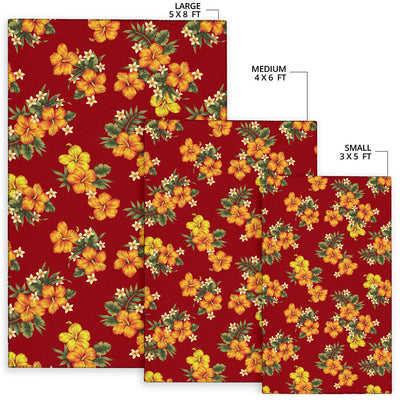 Orange Hibiscus Pattern Print Design HB026 Area Rugs