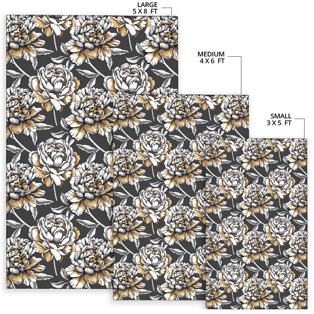 Peony Pattern Print Design PE06 Area Rugs