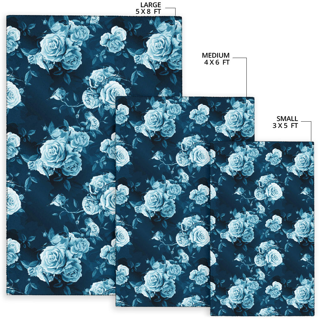Rose Blue Pattern Print Design RO014 Area Rugs