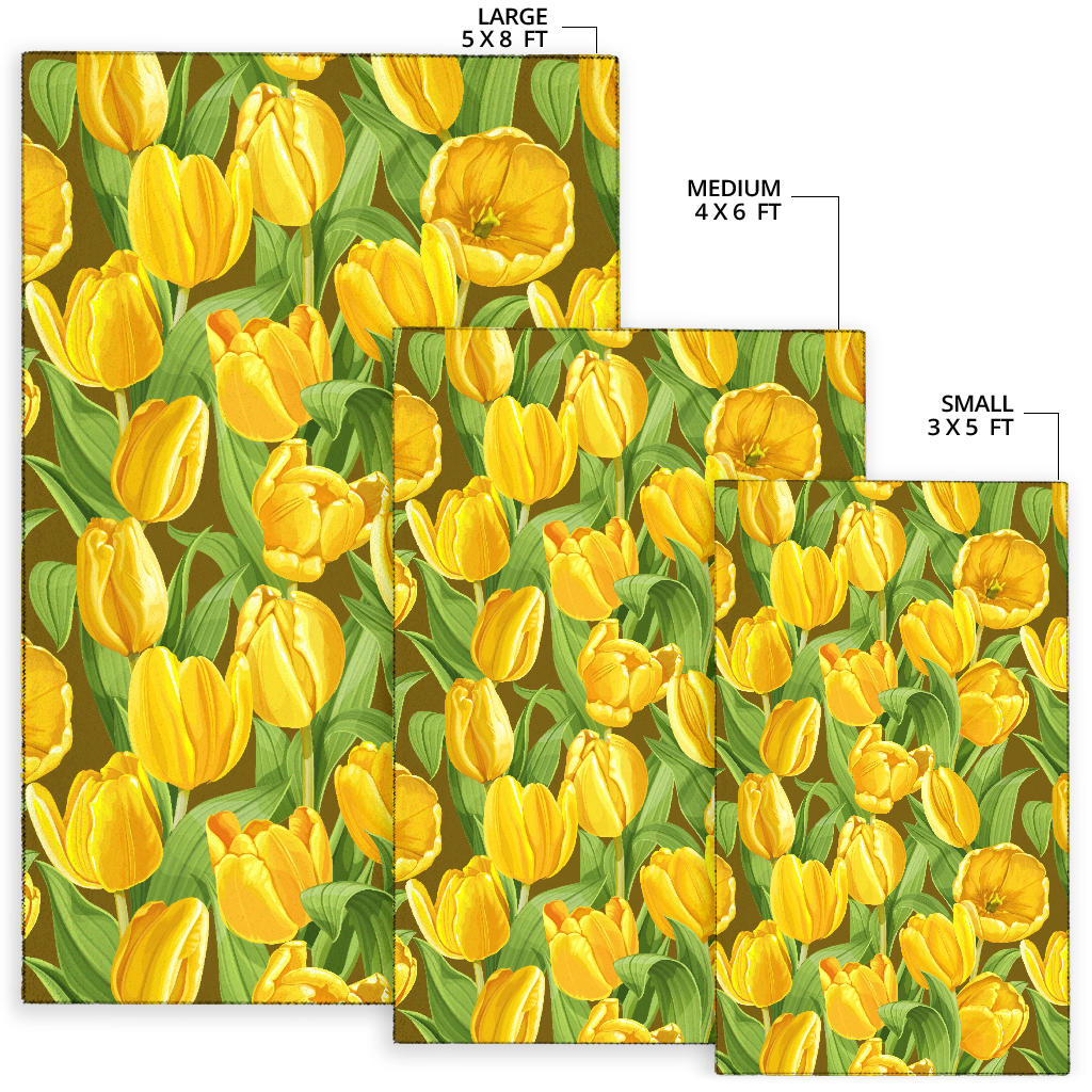 Tulip Yellow Pattern Print Design TP010 Area Rugs