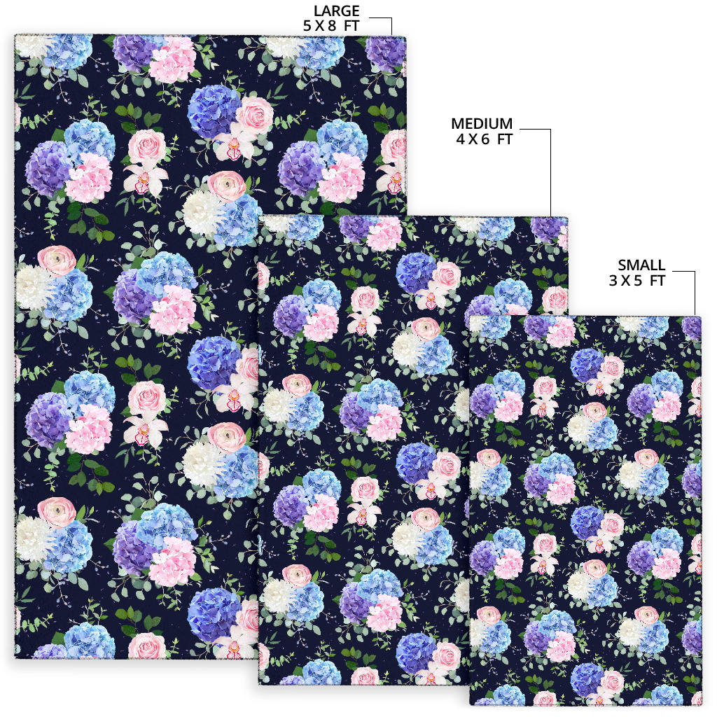 Hydrangea Pattern Print Design HD01 Area Rugs