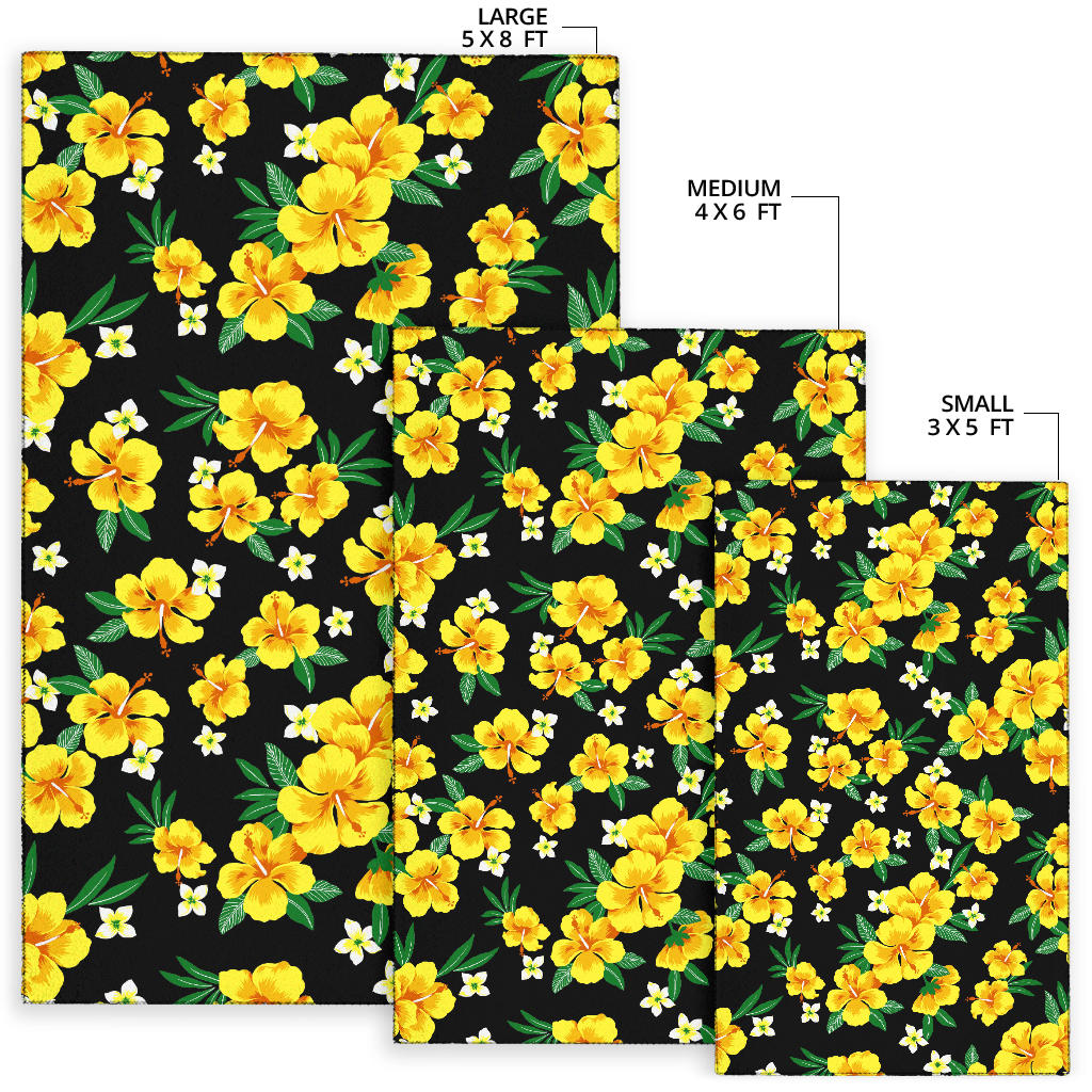 Yellow Hibiscus Pattern Print Design HB08 Area Rugs