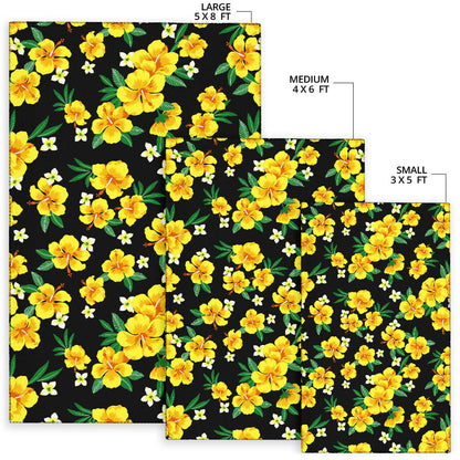 Yellow Hibiscus Pattern Print Design HB08 Area Rugs