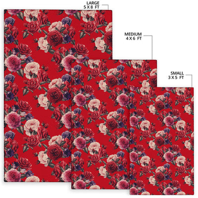 Rose Red Pattern Print Design RO07 Area Rugs