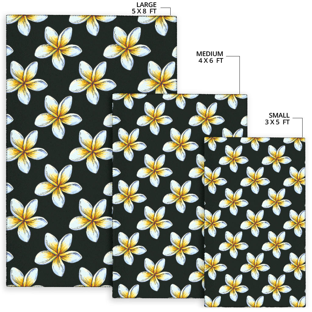 White Plumeria Pattern Print Design PM022 Area Rugs