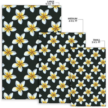 White Plumeria Pattern Print Design PM022 Area Rugs