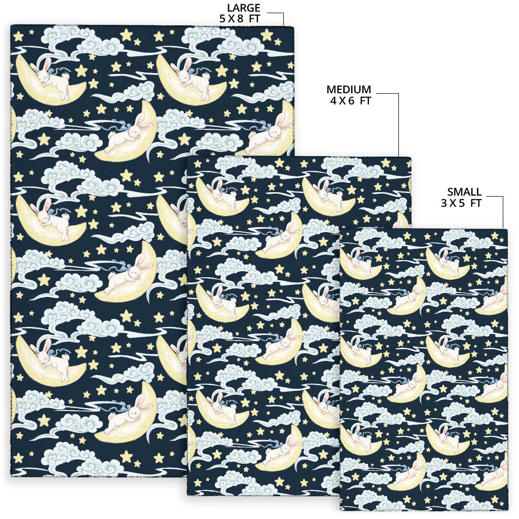 Rabbit Sleeping Pattern Print Design RB08 Area Rugs