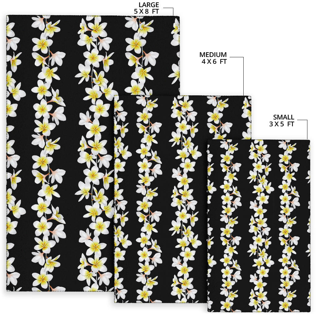 White Plumeria Pattern Print Design PM08 Area Rugs