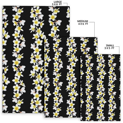 White Plumeria Pattern Print Design PM08 Area Rugs