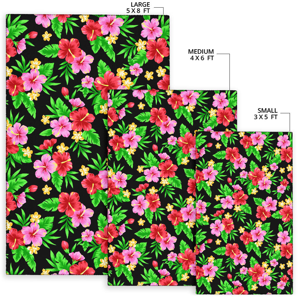 Pink Red Hibiscus Pattern Print Design HB023 Area Rugs