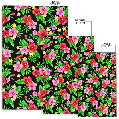 Pink Red Hibiscus Pattern Print Design HB023 Area Rugs