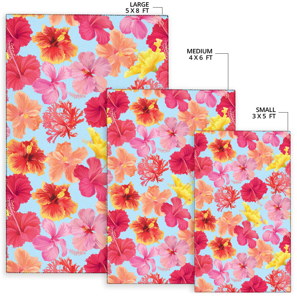 Hibiscus Pattern Print Design HB020 Area Rugs