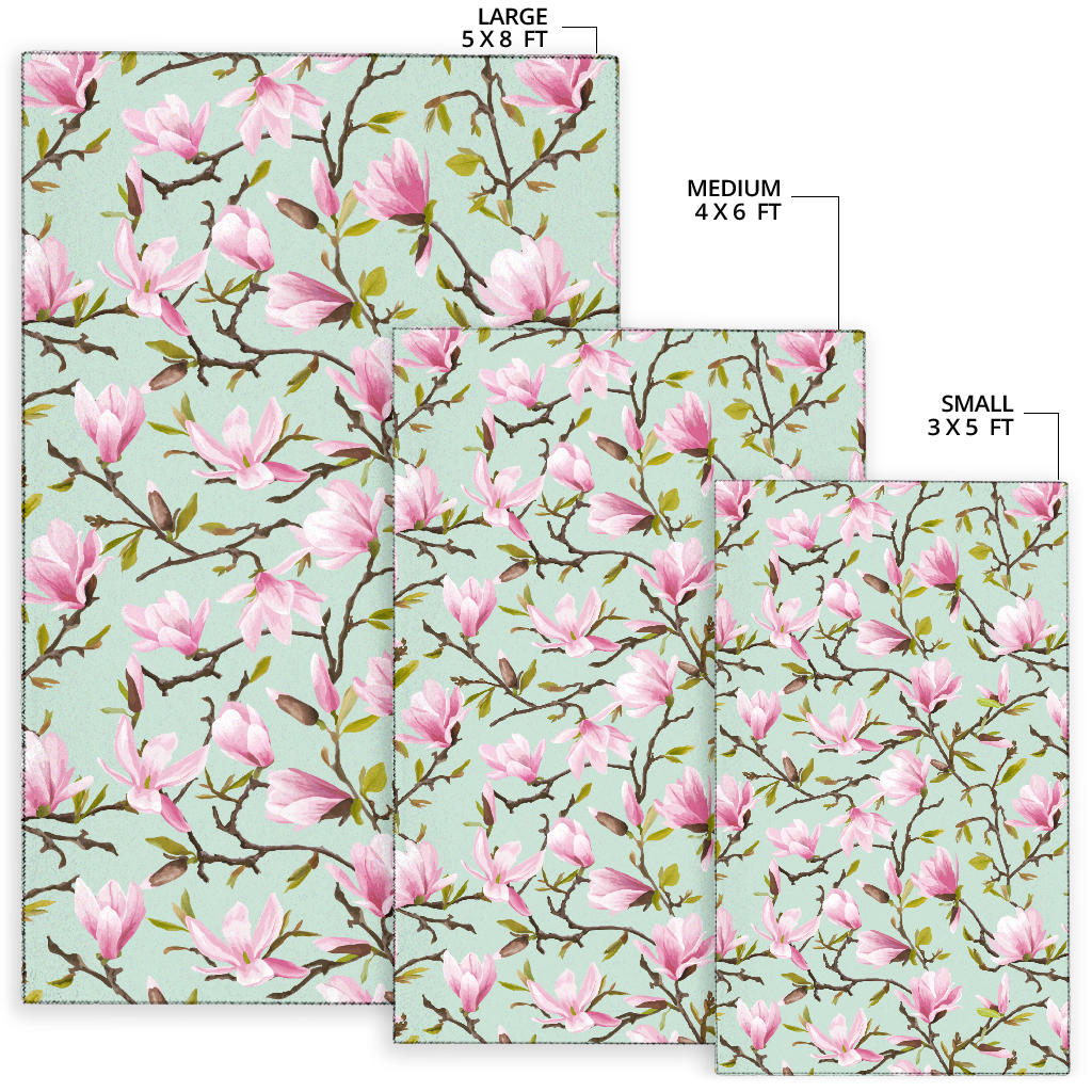 Magnolia Pattern Print Design MAG04 Area Rugs