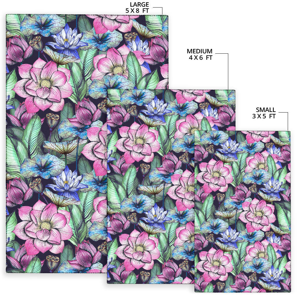 Water Lily Pattern Print Design WL07 Area Rugs
