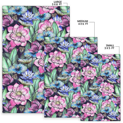 Water Lily Pattern Print Design WL07 Area Rugs