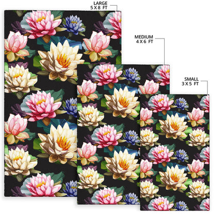 Water Lily Pattern Print Design WL02 Area Rugs