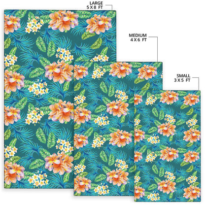 Plumeria Tropical Flower Design Print Area Rugs