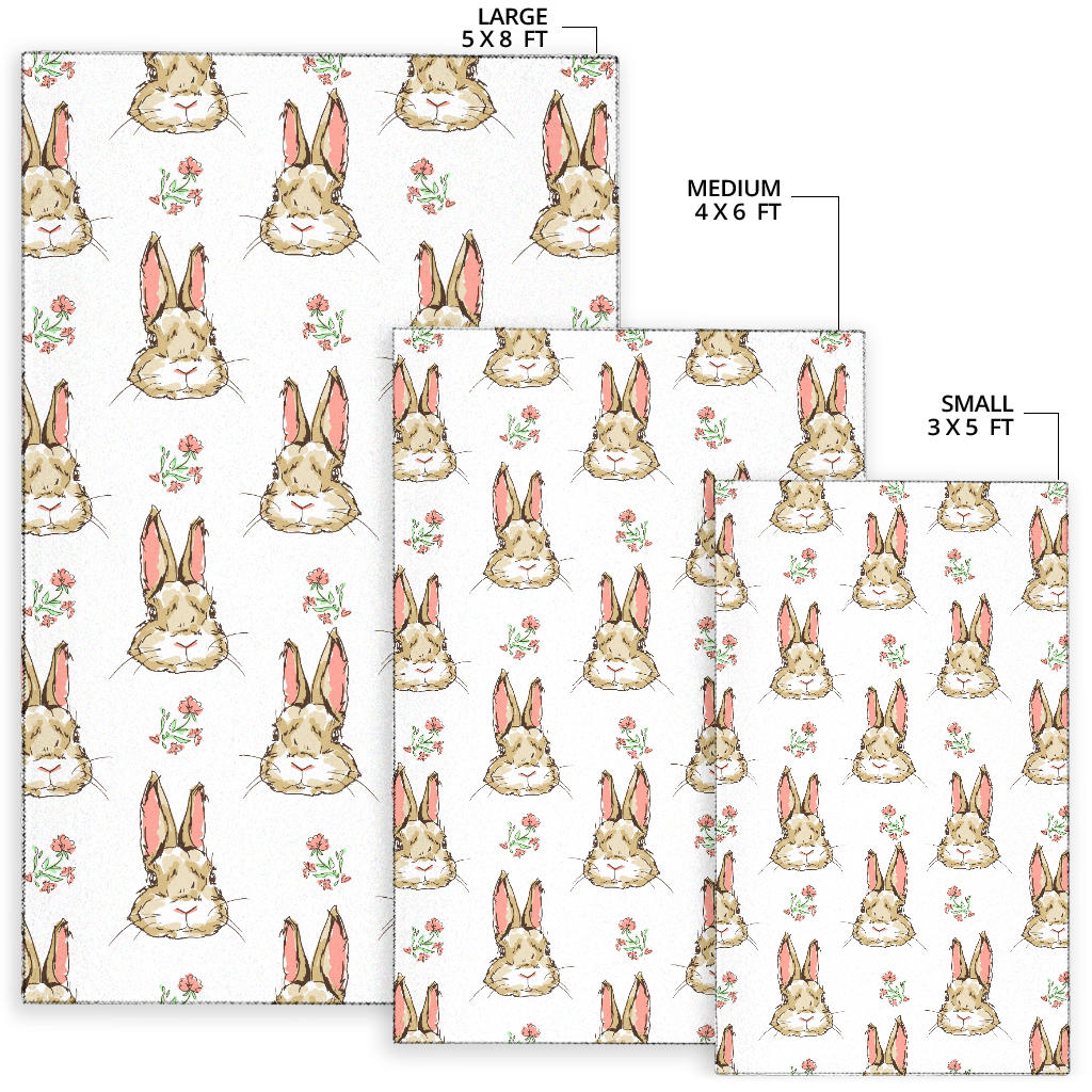 Rabbit Pattern Print Design RB09 Area Rugs