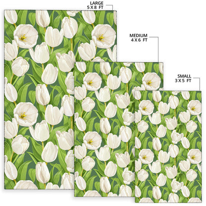 Tulip White Pattern Print Design TP05 Area Rugs