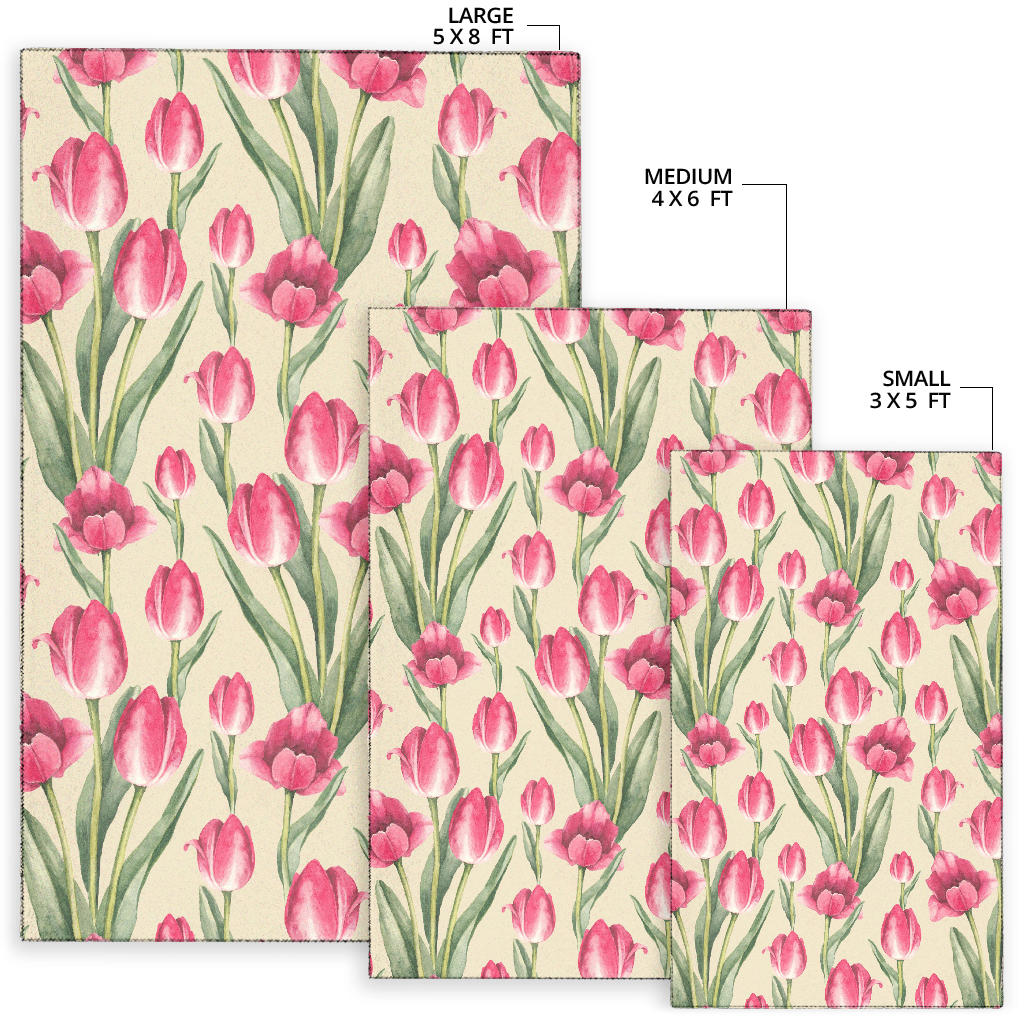 Tulip Pink Pattern Print Design TP06 Area Rugs