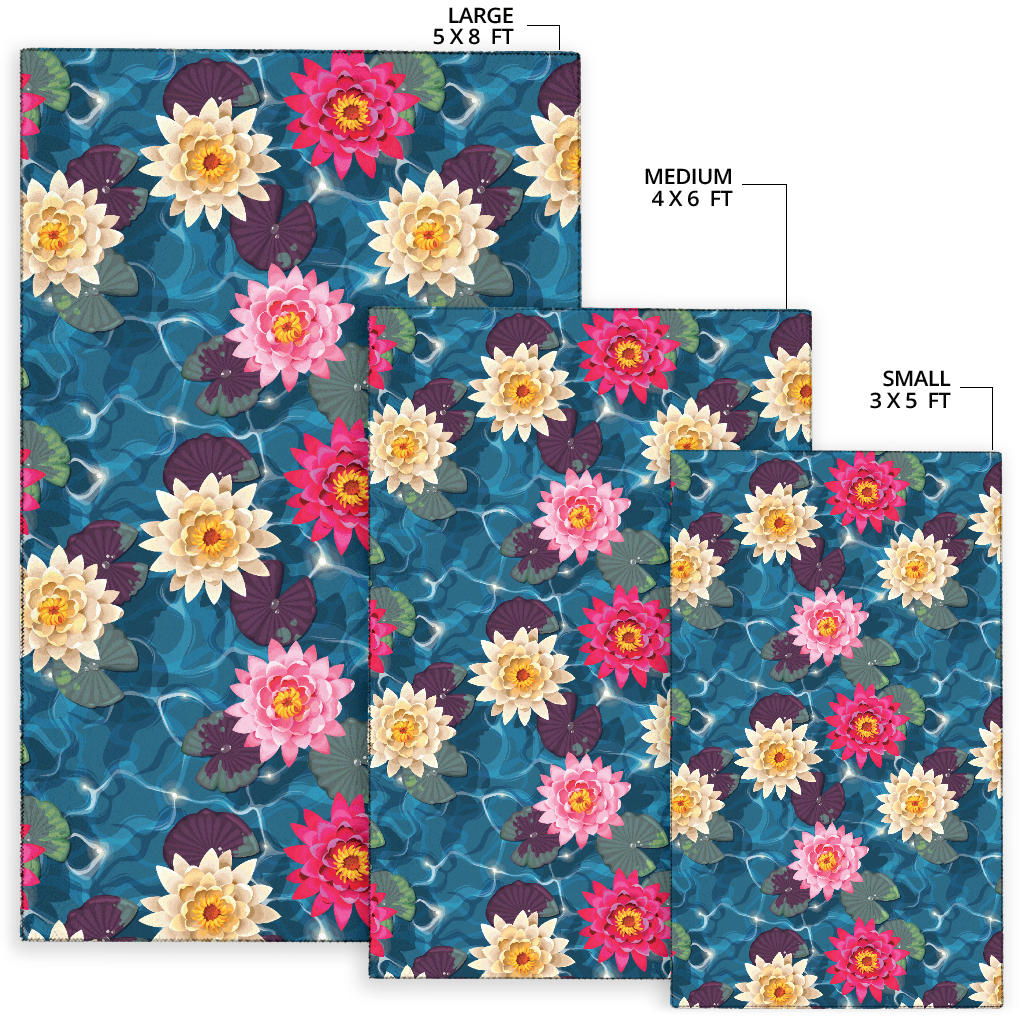 Water Lily Pattern Print Design WL05 Area Rugs