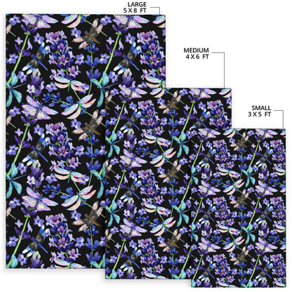 Lavender Dragonfly Pattern Print Design LV03 Area Rugs