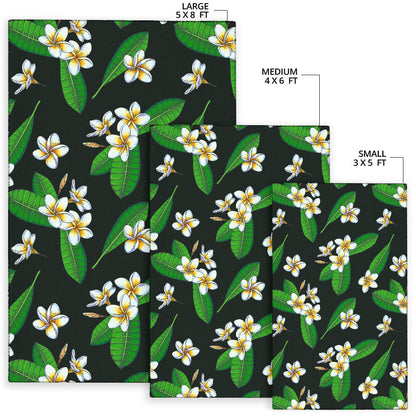 White Plumeria Pattern Print Design PM023 Area Rugs