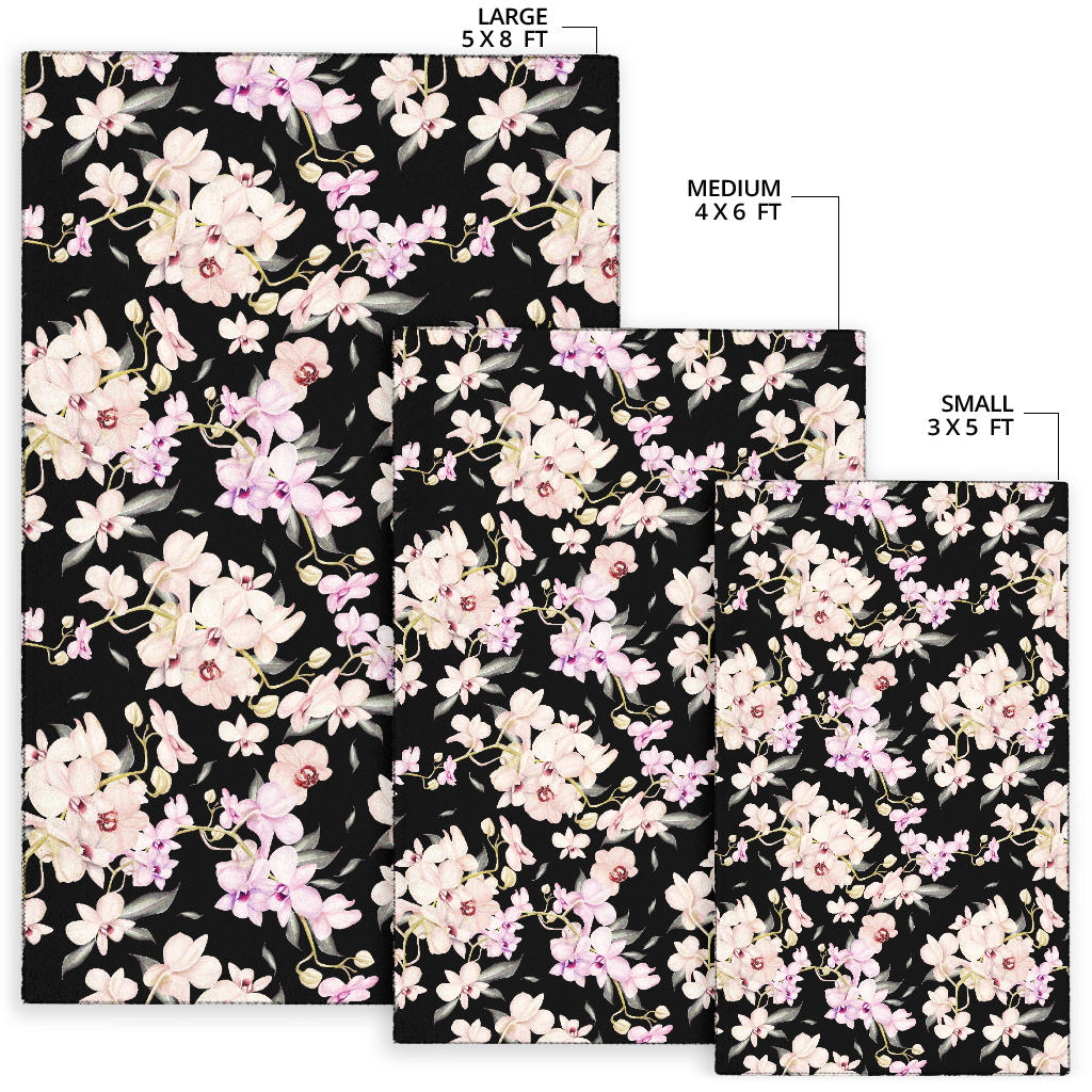 Orchid White Pattern Print Design OR03 Area Rugs