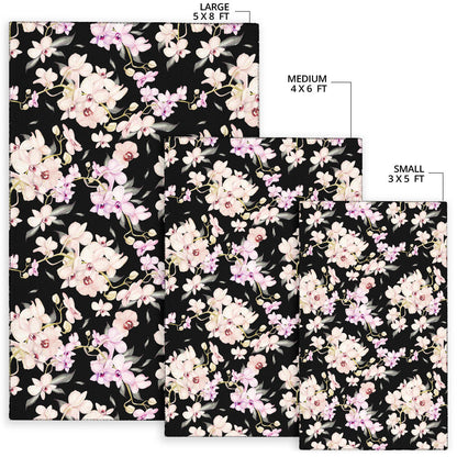 Orchid White Pattern Print Design OR03 Area Rugs