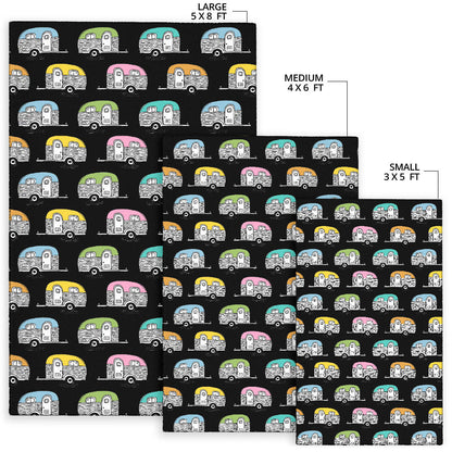 Camper Pattern Camping Themed No 2 Print Area Rugs