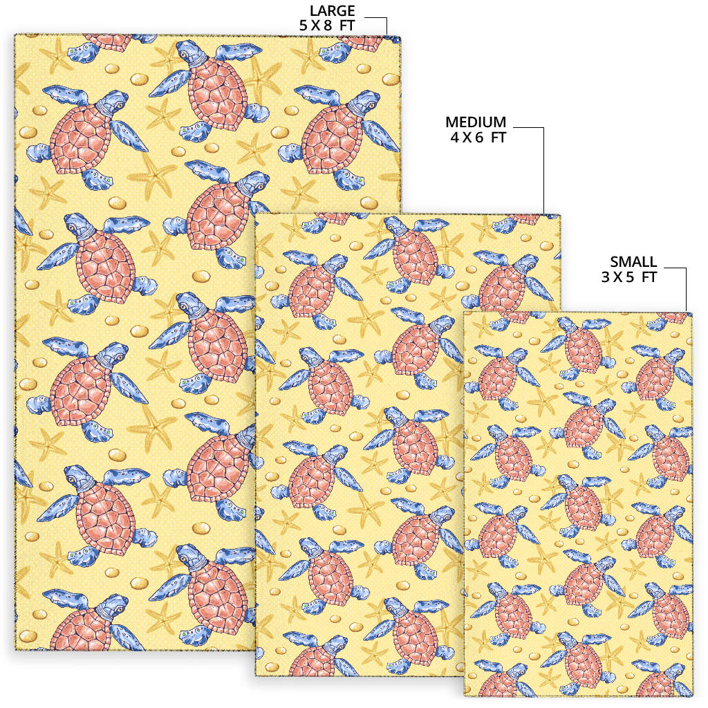 Sea Turtle Pattern Print Design T06 Area Rugs