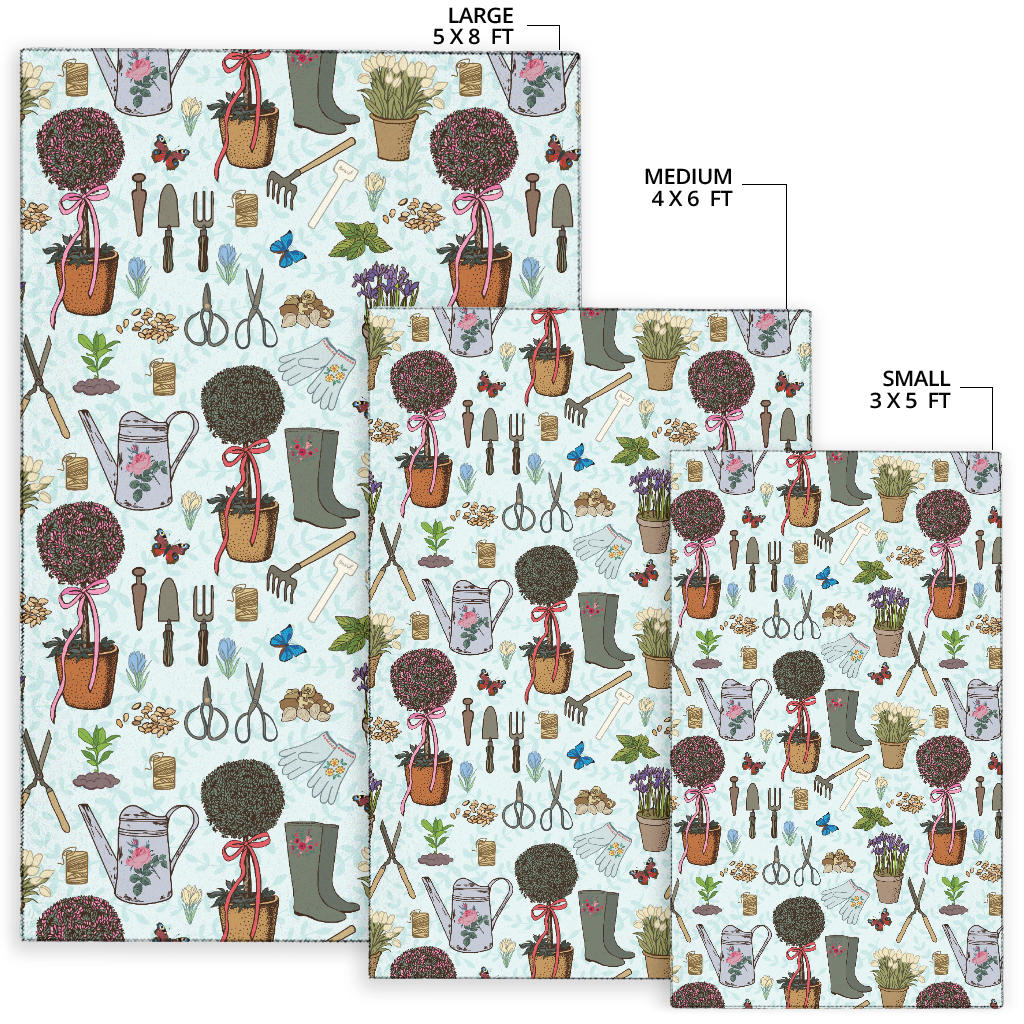 Gardening Pattern Print Design G01 Area Rugs