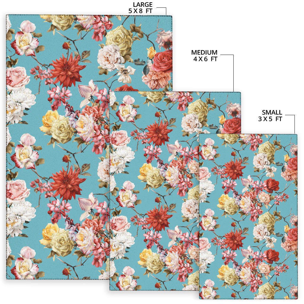 Summer Floral Pattern Print Design SF05 Area Rugs