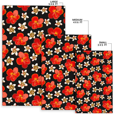 Red Hibiscus Pattern Print Design HB022 Area Rugs