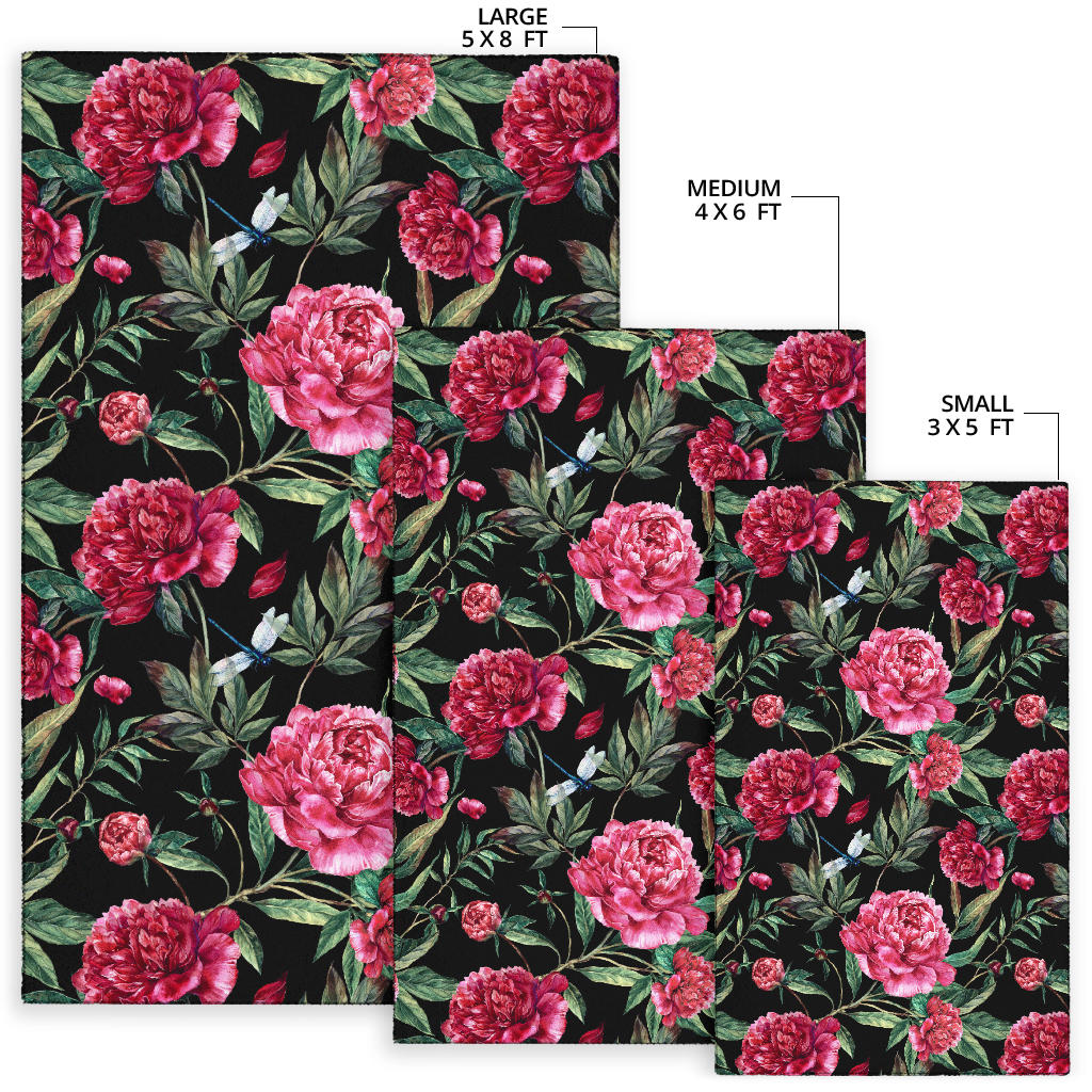 Peony Pattern Print Design PE04 Area Rugs