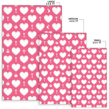 Heart Key Pattern Print Design HE09 Area Rugs