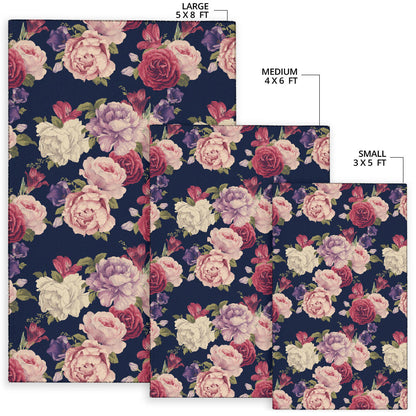 Peony Pattern Print Design PE03 Area Rugs