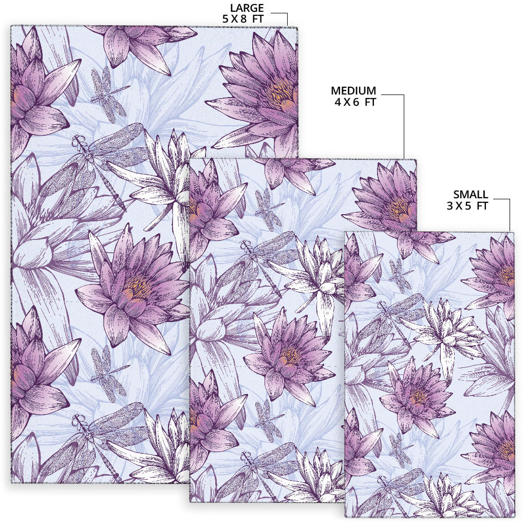 Water Lily Pattern Print Design WL01 Area Rugs