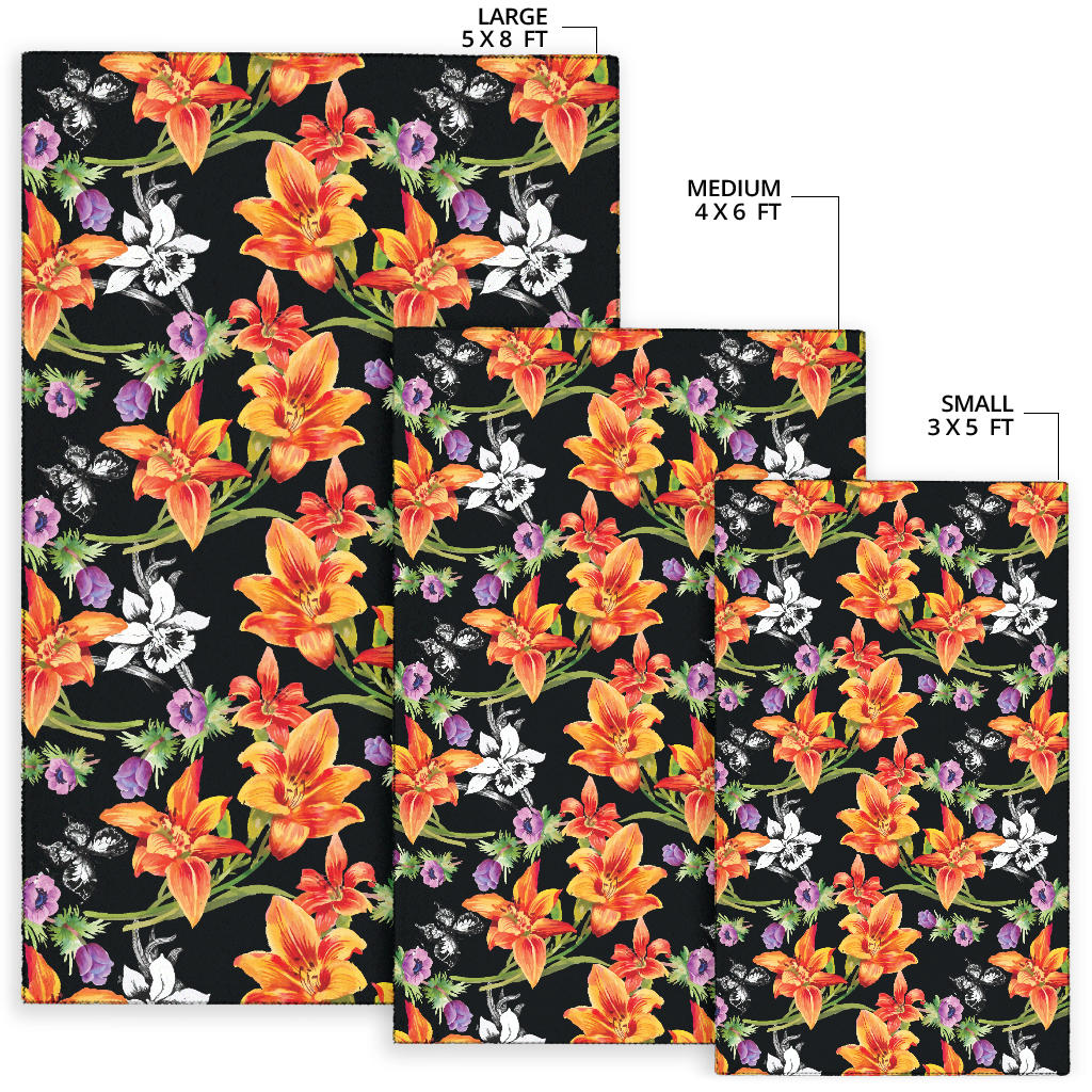 Tropical Flower Pattern Print Design TF02 Area Rugs