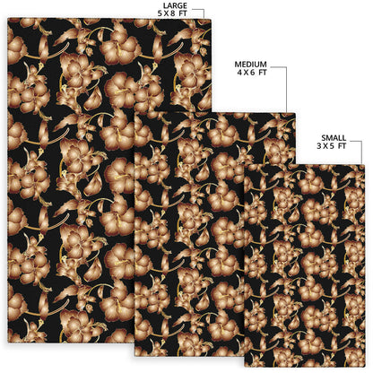 Brown Hibiscus Pattern Print Design HB06 Area Rugs